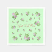 Serviette En Papier vert menthe avec de jolies fleurs roses (Devant)