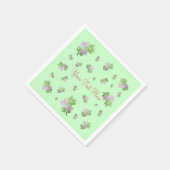 Serviette En Papier vert menthe avec de jolies fleurs roses (Coin)