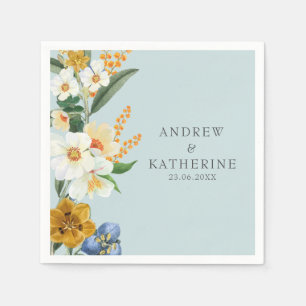 Serviette En Papier Vert menthe Fleurs sauvages de jardin Mariage de p