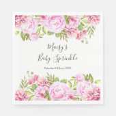 Serviette En Papier Vert moderne Rose Jardin bébé fille saupoudrer (Devant)