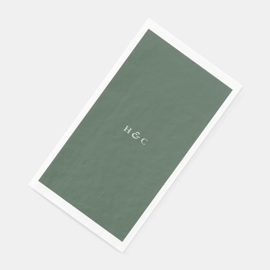 Serviette En Papier Vert moderne Sage Moss Plain Mariage simple (Coin)