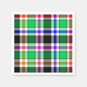 Serviette En Papier Vert Noir Multicolore Flanelle Carreaux Tartan
