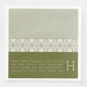 Serviette En Papier Vert olive avec blanc
