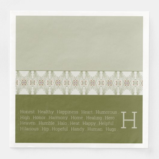 Serviette En Papier Vert olive avec blanc (Devant)