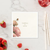 Serviette En Papier Vert olive et Mariage Rose Mariage (En situation)