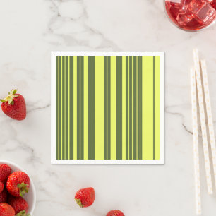 Serviette En Papier Vert olive et rayures jaune citron