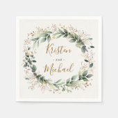 Serviette En Papier Vert or Elégant Aquarelle Boho Mariage feuille (Devant)