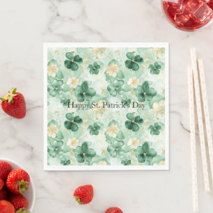 Serviette En Papier Vert Or Pailleté Étincelant St. Patrick's Day