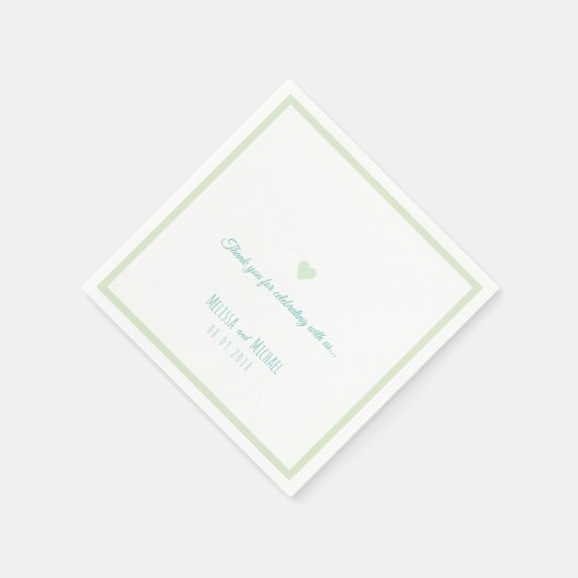 Serviette En Papier vert pâle et mariage turquoise clair (Coin)