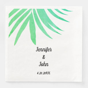 Serviette En Papier Vert Palm Feuille Aquarelle Élégante Mariage Cool