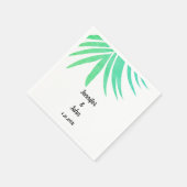 Serviette En Papier Vert Palm Feuille Aquarelle Élégante Mariage Cool (Coin)
