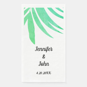 Serviette En Papier Vert Palm Feuille Aquarelle Élégante Mariage Cool
