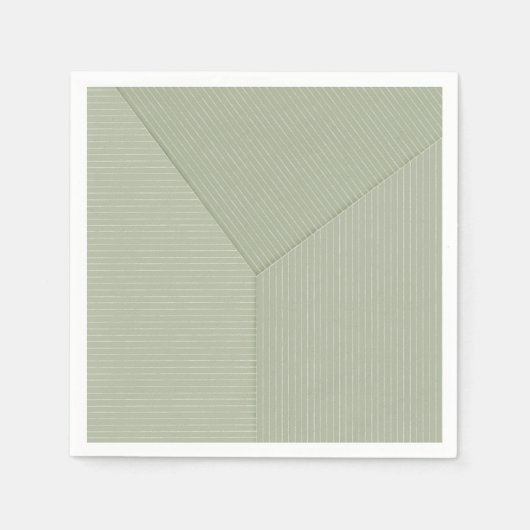 Serviette En Papier Vert pastel, Lignes fines sur vert clair. (Devant)
