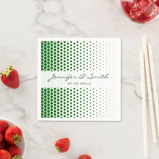 Serviette En Papier Vert Pois Moderne Blanc (En situation)