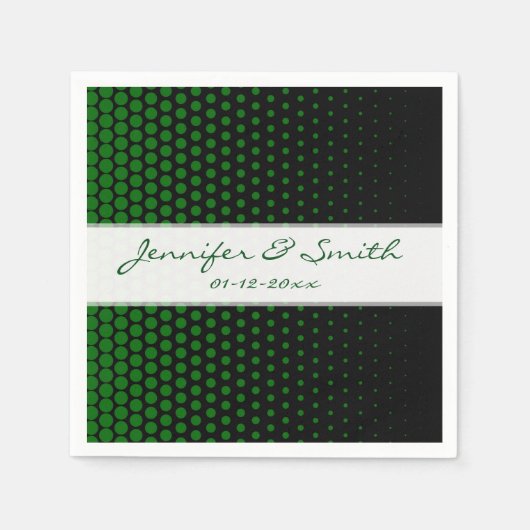 Serviette En Papier Vert Pois moderne Noir (Devant)