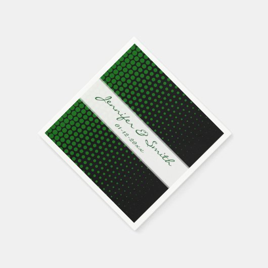 Serviette En Papier Vert Pois moderne Noir (Coin)