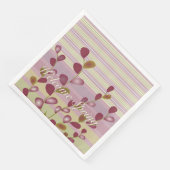 Serviette En Papier Vert rose et blanc (Coin)