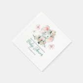 Serviette En Papier Vert rose mignon Baby shower de cadre d'éléphant F (Coin)