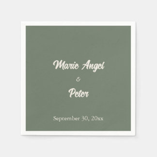 Serviette En Papier Vert sauge botanique minimaliste cocktail mariage