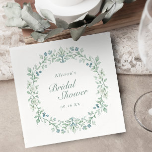 Serviette En Papier Vert sauge douche de mariage botanique florale vin