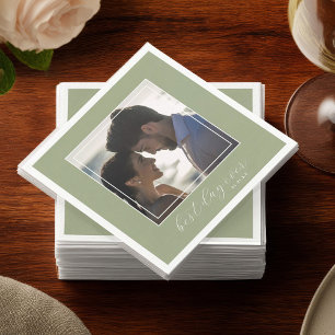 Serviette En Papier Vert Sauge Meilleur Jour Photo Cocktail De Mariage