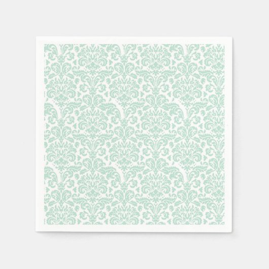 Serviette En Papier Vert sauge mignon en Damas  (Devant)