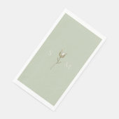 Serviette En Papier Vert Sauge Monogramme (Coin)