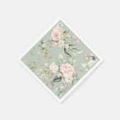 Serviette En Papier Vert sauge or aquarelle florale botanique pour fêt (Coin)