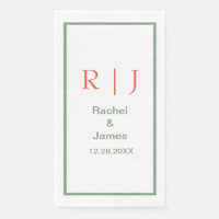 Vert sauge orange monogramme nom mariage simple