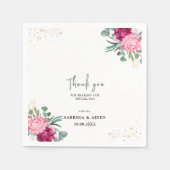 Serviette En Papier Vert simple surface | Mariage floral rose pâle (Devant)