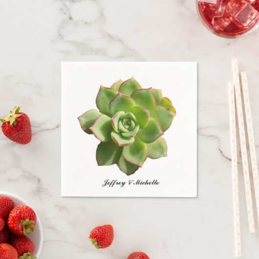 Serviette En Papier Vert Succulent Personnalisé (En situation)