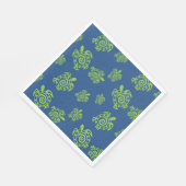 Serviette En Papier Vert tortue sur bleu (Coin)