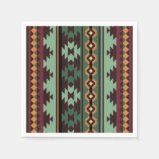 Serviette En Papier Vert tribal du sud-ouest (Devant)