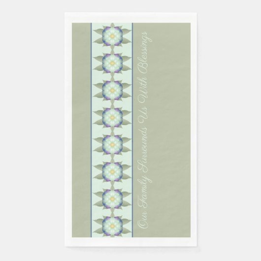 Serviette En Papier Vert Turquoise bleu floral (Devant)