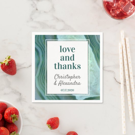 Serviette En Papier Vert turquoise - Mariage d'âge de la géoode d'arge (En situation)