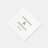 Serviette En Papier Vert Typographique Élégant (Coin)