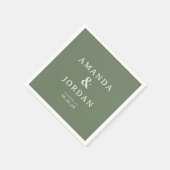 Serviette En Papier Vert Typographique Olives Sophistiqué (Coin)