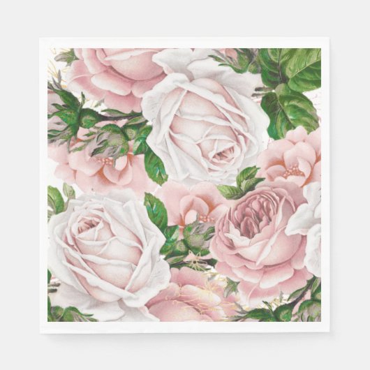 Serviette En Papier Vert Vintage rose pâle (Devant)