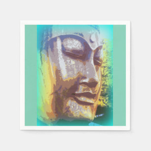 Serviette En Papier Vert visage bouddha