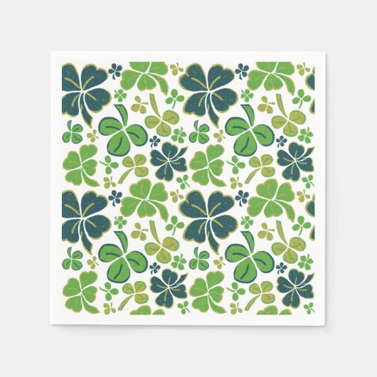 Serviette En Papier Verte Lucky Shamrock Clover Saint Patrick`s Day (Devant)