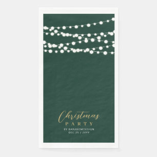 Serviette En Papier Verte or String éclaire Élégant Noël