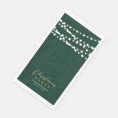 Serviette En Papier Verte or String éclaire Élégant Noël (Coin)