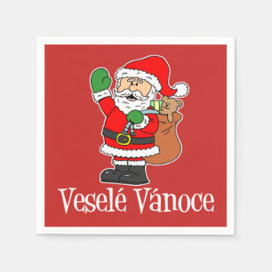 Serviette En Papier Vesele Vanoce Tchèque Noël Père Noël (Rouge)