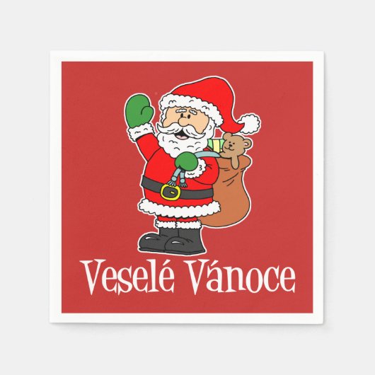 Serviette En Papier Vesele Vanoce Tchèque Noël Père Noël (Rouge) (Devant)