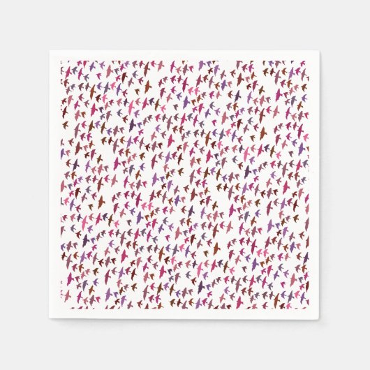 Serviette En Papier Vestige d'oiseaux en rose et pourpre (Devant)