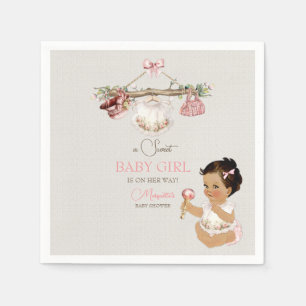 Serviette En Papier Vêtements de bébé Fille Baby Shower Ivoire Rose