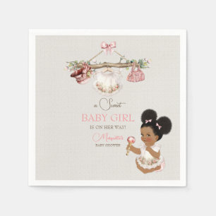 Serviette En Papier Vêtements de bébé Fille Baby Shower Ivoire Rose