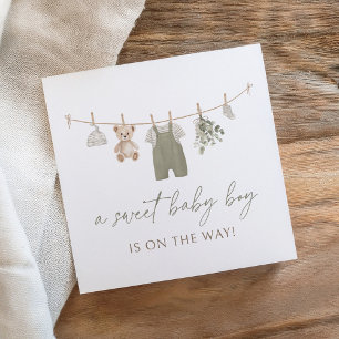 Serviette En Papier Vêtements de bébé garçon vert sauge Boho Cadeau ba
