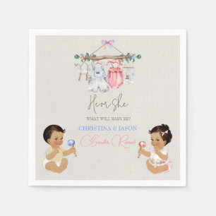 Serviette En Papier Vêtements de bébé révélation du sexe Ivoire Rose B