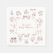 Serviette En Papier Vêtements Roses Toile De Jouy Baby shower (Devant)
